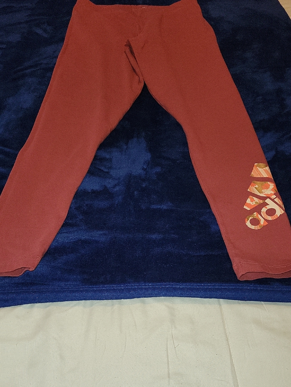 adidas Maroon Girls' Leggings with Patterned Logo